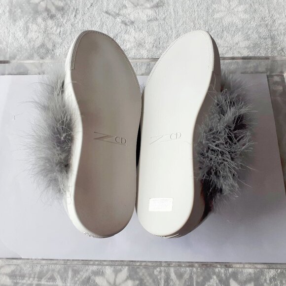 ZCD Montreal silver grey satin & feather sneakers - Picture 8 of 8